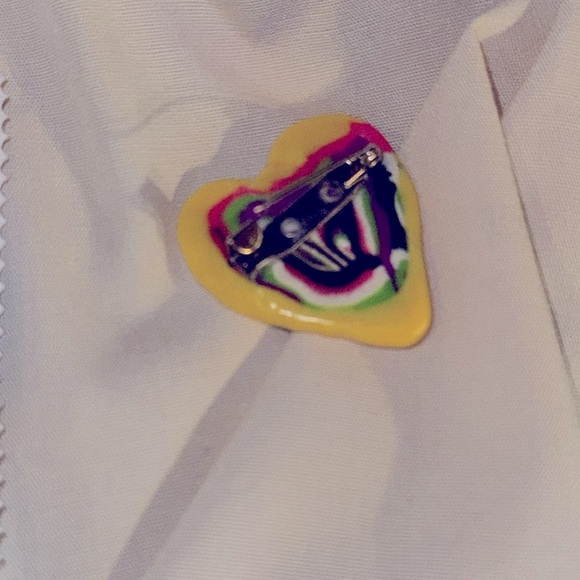 Original Handmade Colorful Heart-Shaped (Triple Hearts) Art Piece - Brooch. - Picture 2 of 2